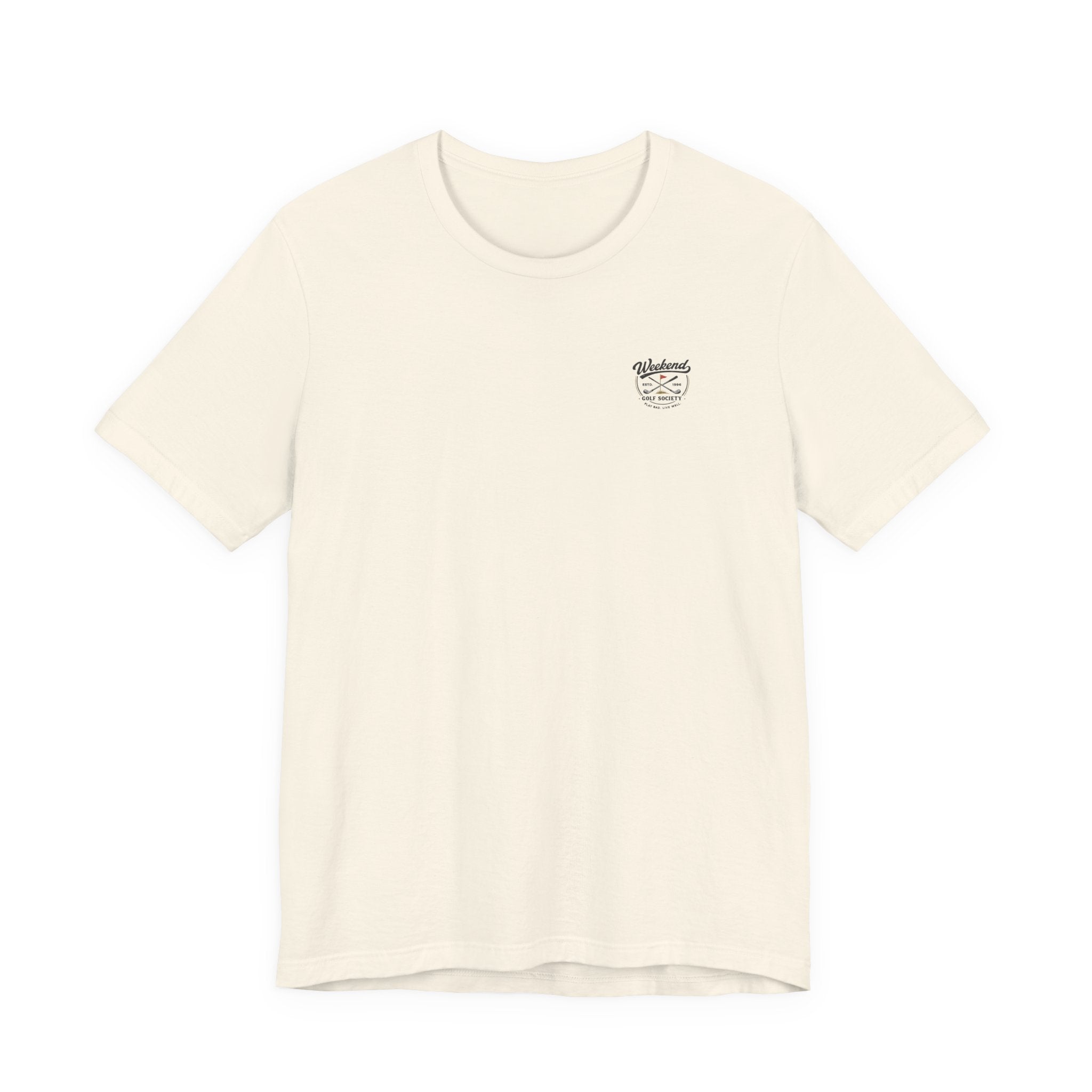 Golf T-Shirt — "Mentally on the 18th Hole" Retro Sunset Golf Tee