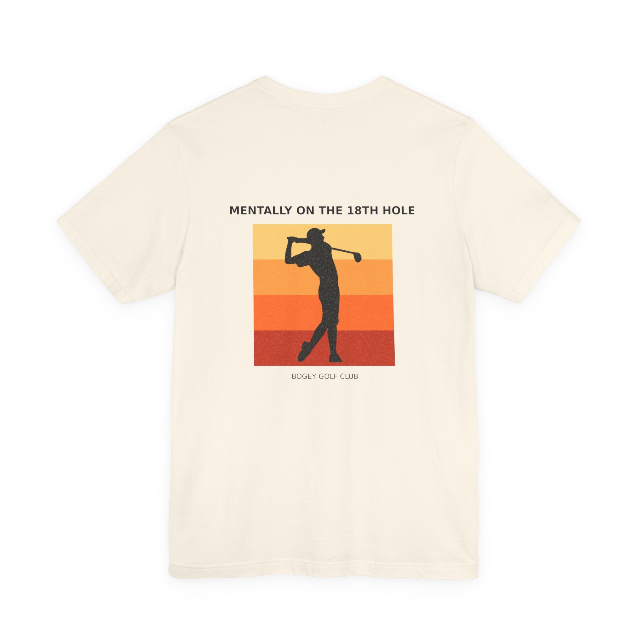 Golf T-Shirt — "Mentally on the 18th Hole" Retro Sunset Golf Tee