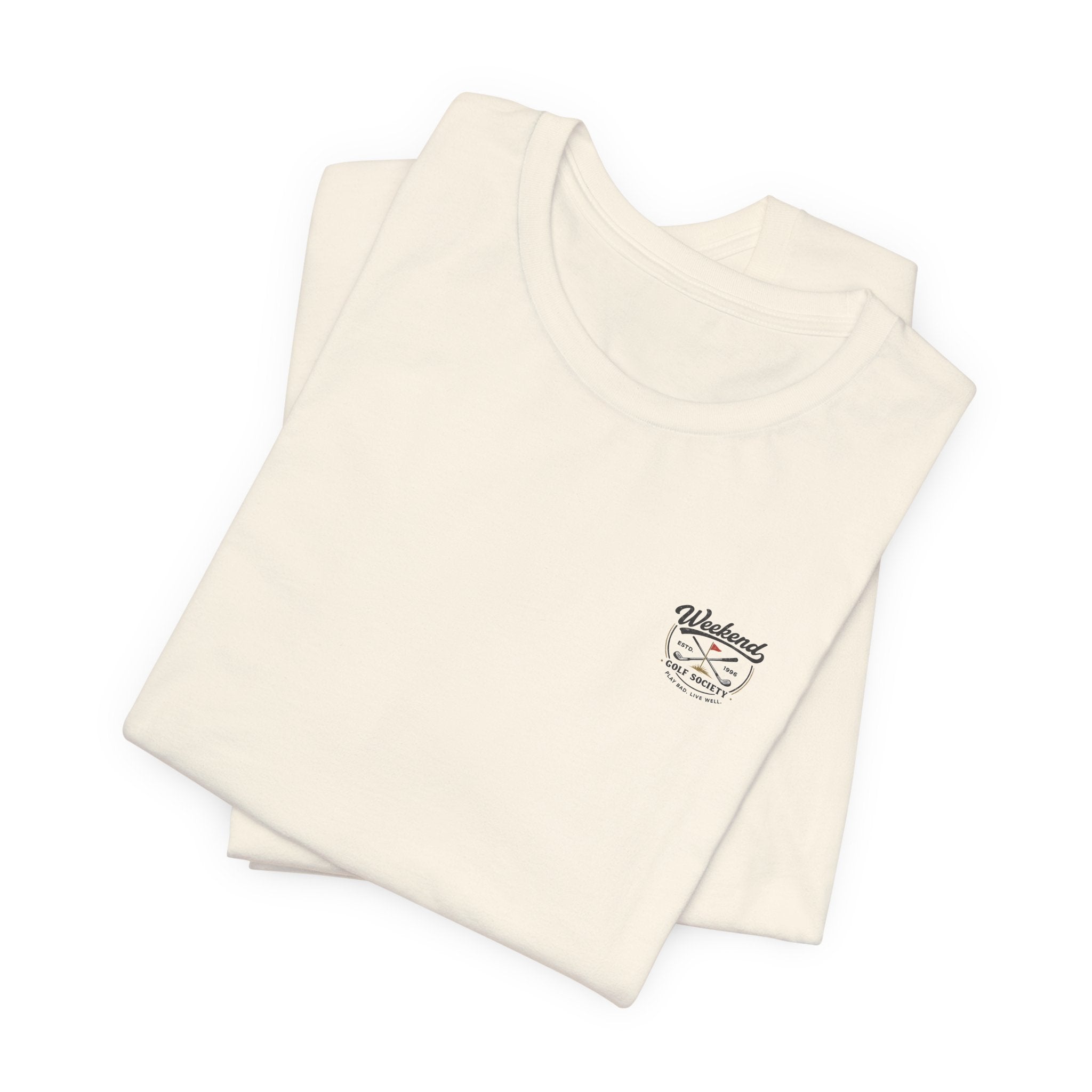Golf T-Shirt — "Mentally on the 18th Hole" Retro Sunset Golf Tee